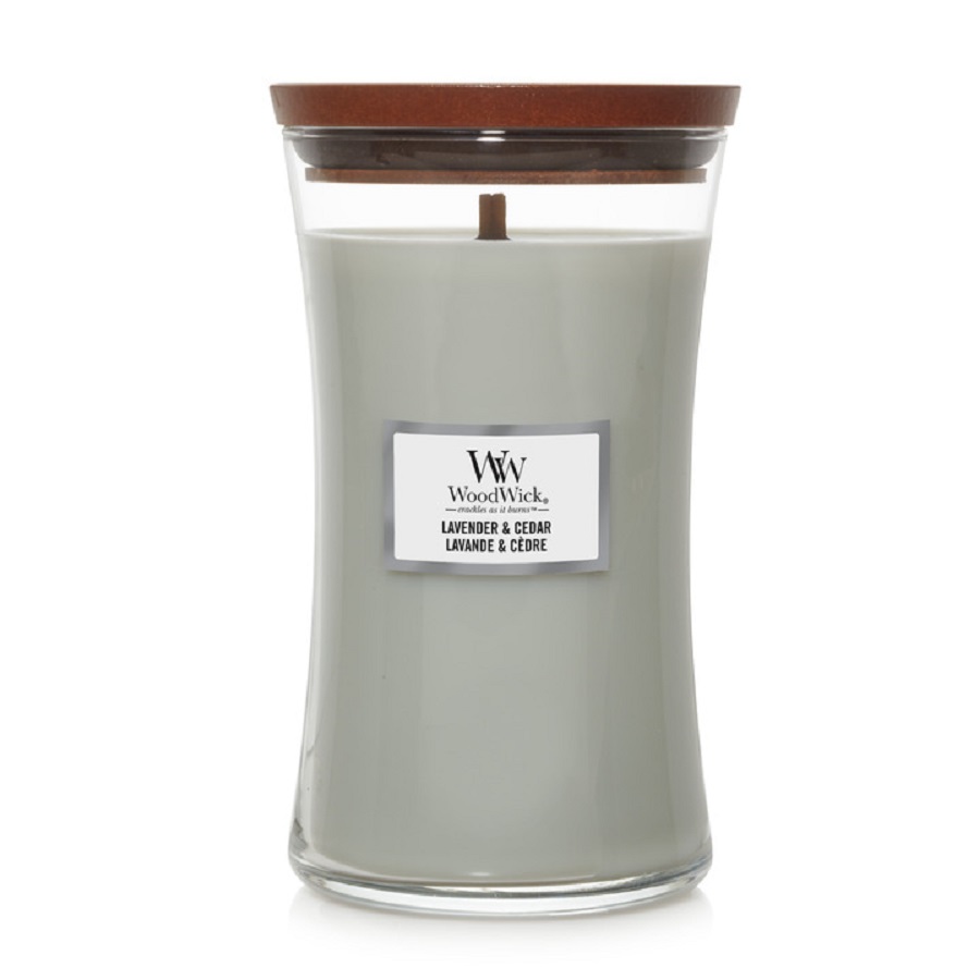 Ароматическая свеча WoodWick большая, Лаванда и кедр 610 гр