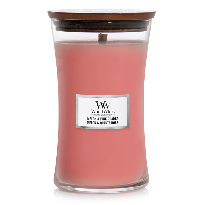 Ароматическая свеча WoodWick большая, Дыня розовый кварц 610 гр