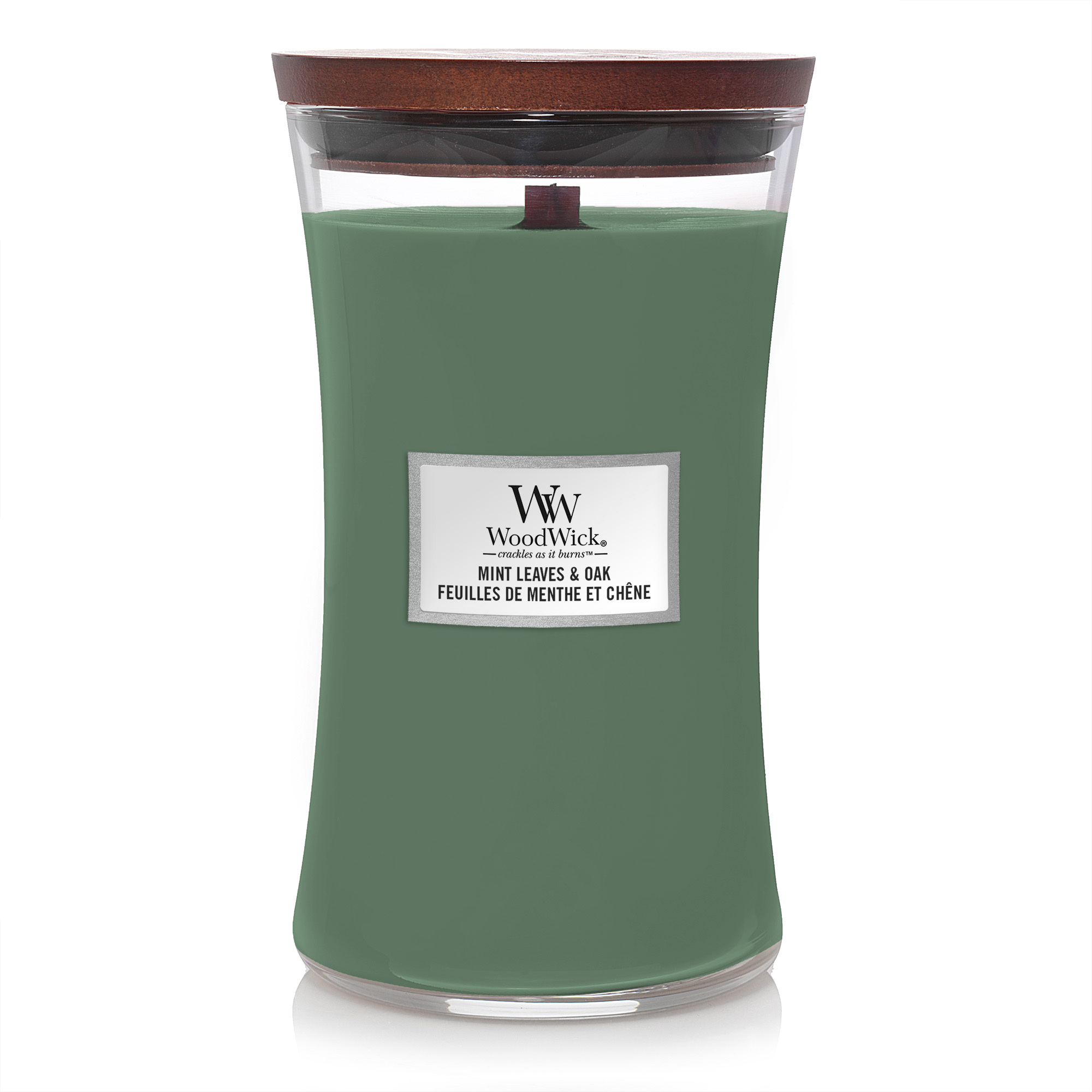 Ароматическая свеча WoodWick большая, Листья мяты и дуб 610 гр