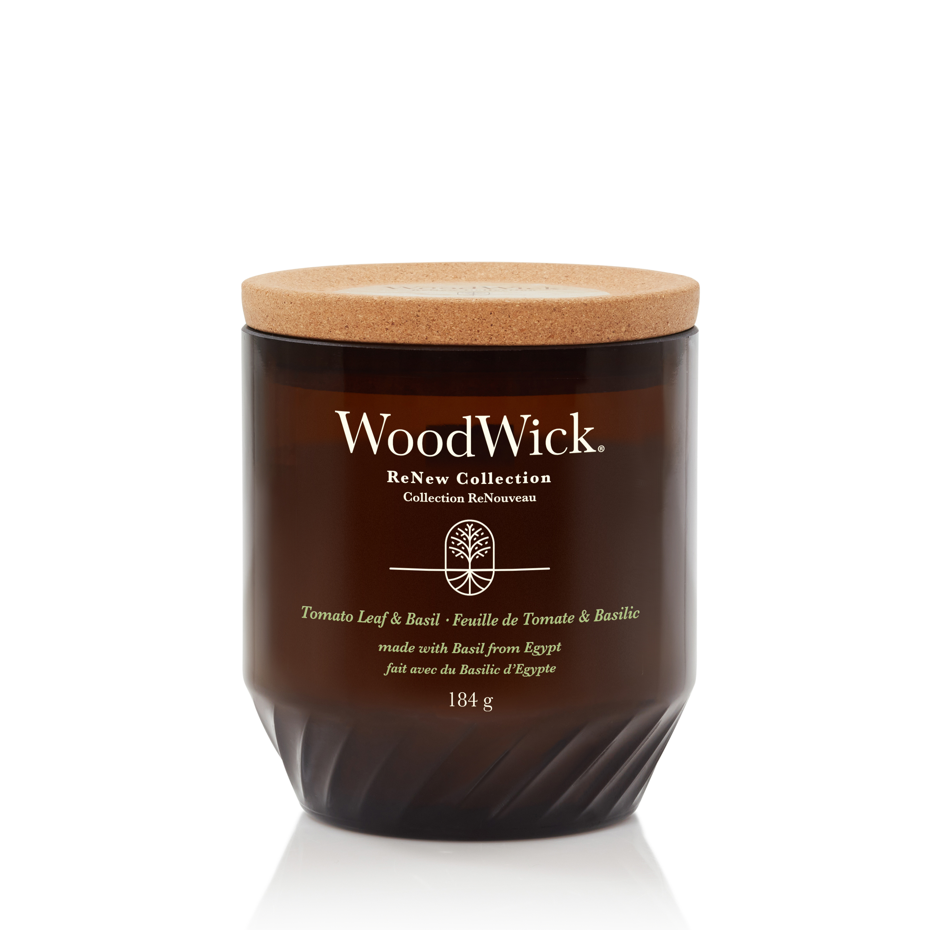 Ароматическая свеча WoodWick RENEW средняя, Лист томата и базилик 368 гр