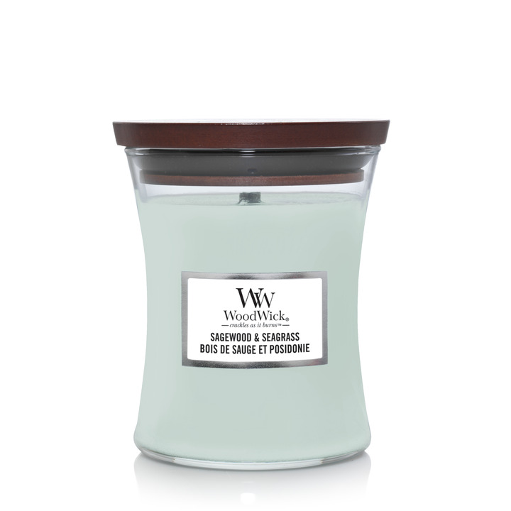 Ароматическая свеча Wood Wick средняя, Полынь и Морская трава 275 гр