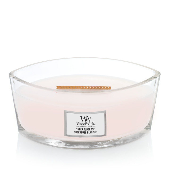 Ароматическая свеча Wood Wick Эллипс, Прозрачная тубероза 454 гр