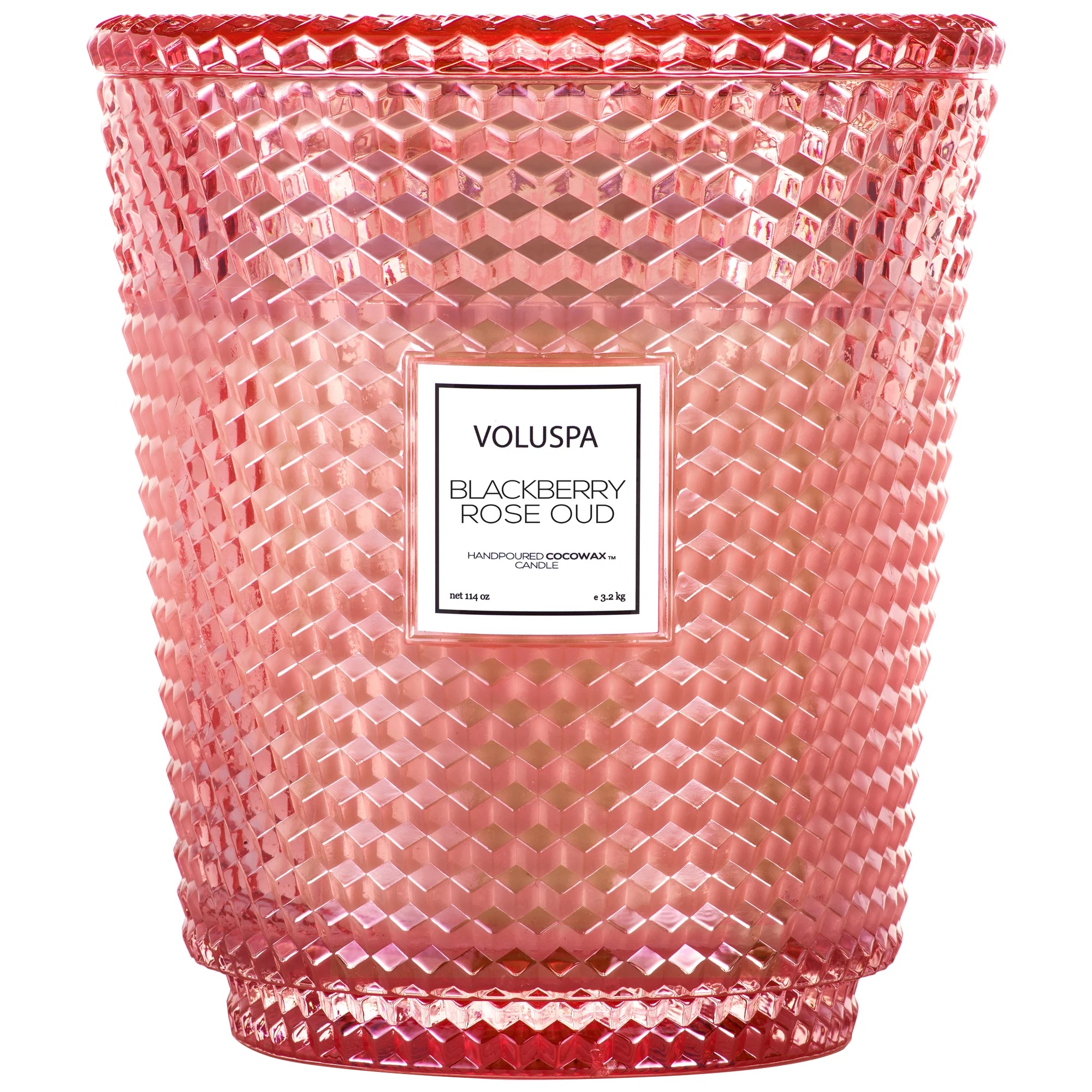 Ароматическая свеча Voluspa в большом подсвечнике с крышкой на 5 фитилей, Ежевика и роза 3,5 кг