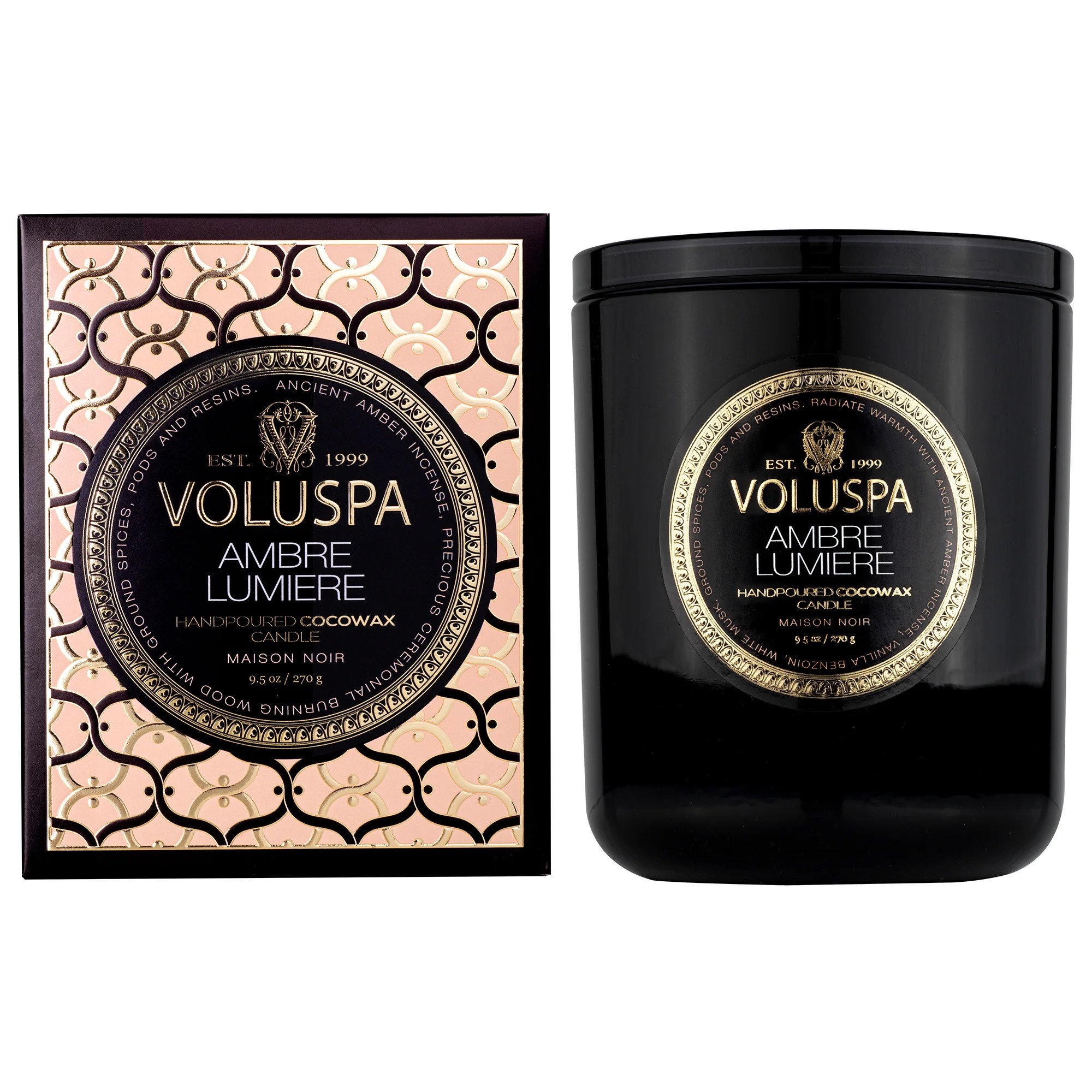 Ароматическая свеча Voluspa в подарочной коробке, Светлый янтарь 270 гр